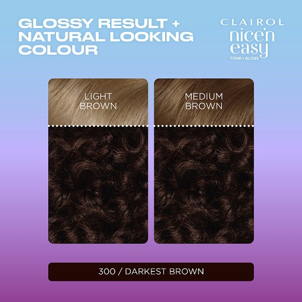 Clairol Nice'n Easy Tone+Gloss Semi-Permanent Hair Dye Darkest Brown