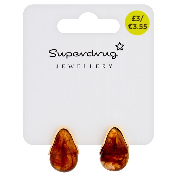 Superdrug Chocolate Brown Gold Drop Earrings
