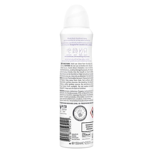 Dove Whole Body Lavender Deodorant Spray 150ml