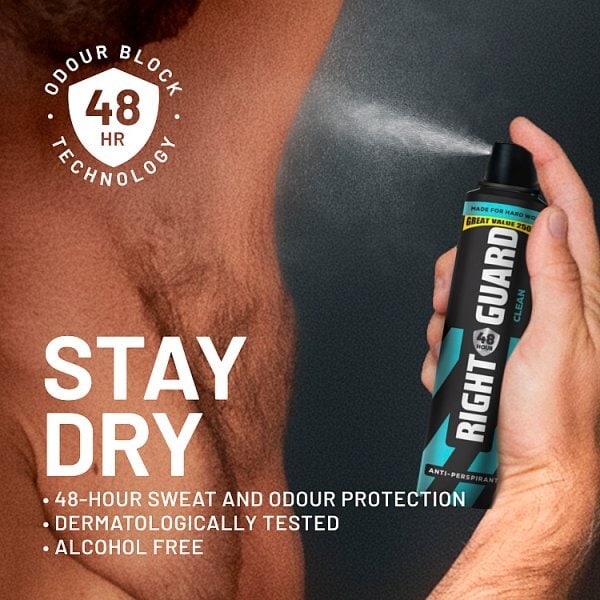 Right Guard Men 48h Anti-Perspirant Deodorant, Clean 250ml