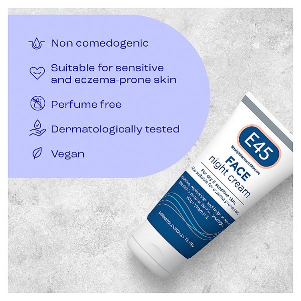 E45 Night Cream To Repair & Replenish Dry Skin 50Ml