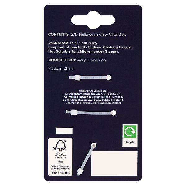 Superdrug Halloween Claw Clips 3 Pack