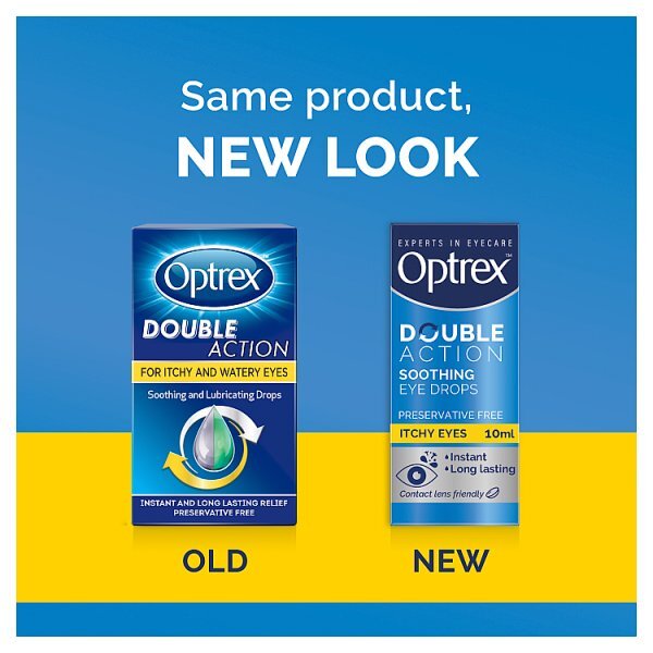 Optrex Double Action Drops Itchy Watery Eyes Soothing 10ml