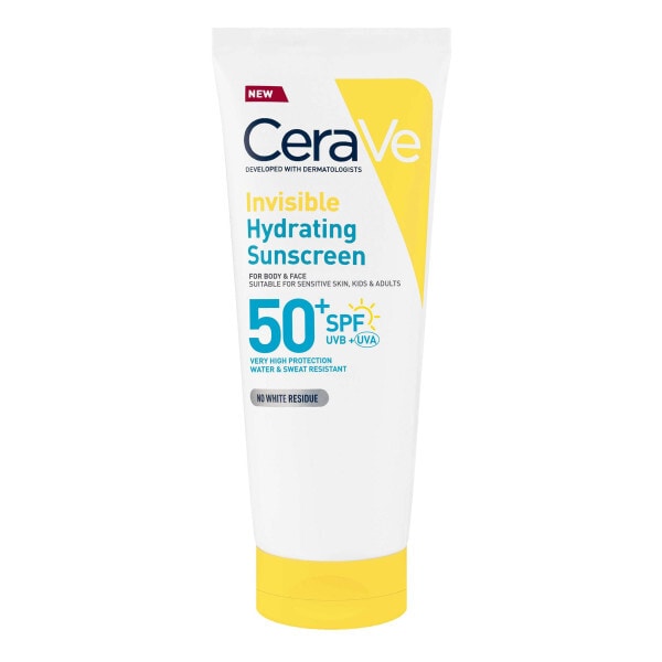 CeraVe Invisible Hydrating Sunscreen SPF 50 for body, face, & all skin types with 3 essential ceramides 75ml