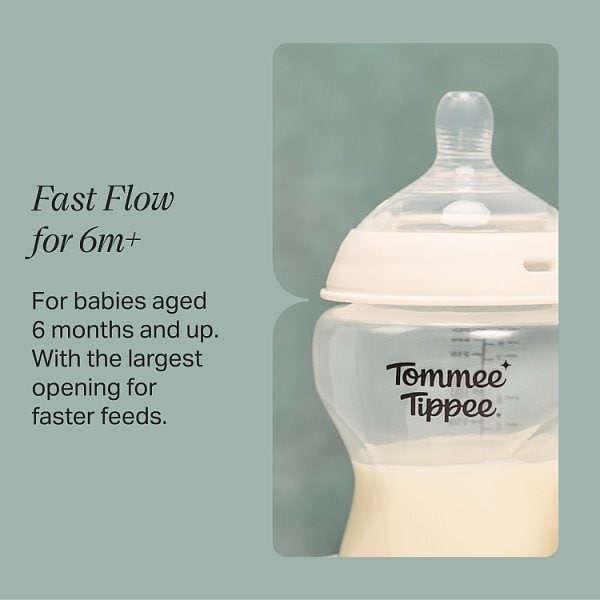 Tommee Tippee Closer To Nature Bottle Teats, Fast Flow, 6M