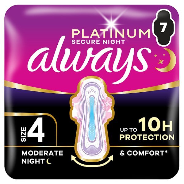 Always Platinum Pads Moderate Night (Size 4) Single Pack 7Ct