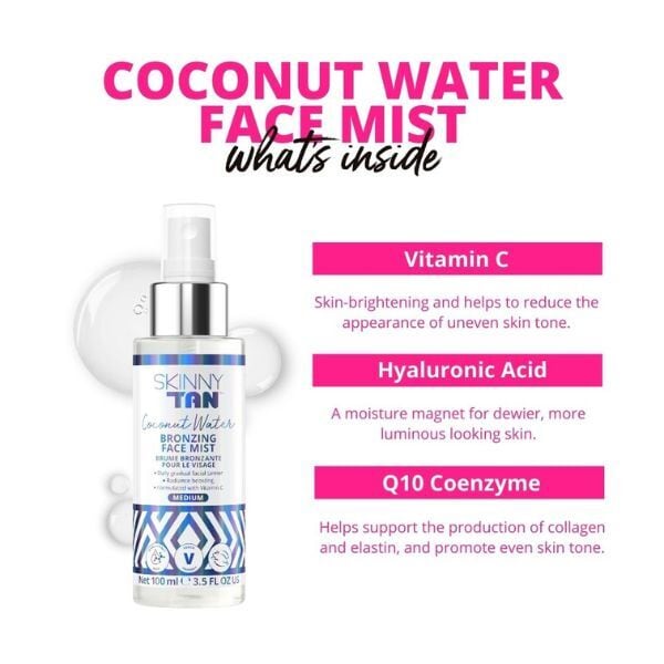 Skinny Tan Coconut Water Bronzing Face Mist Ha+Vit C 100Ml