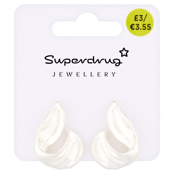 Superdrug Silver Tone Hammered Swirl Earrings