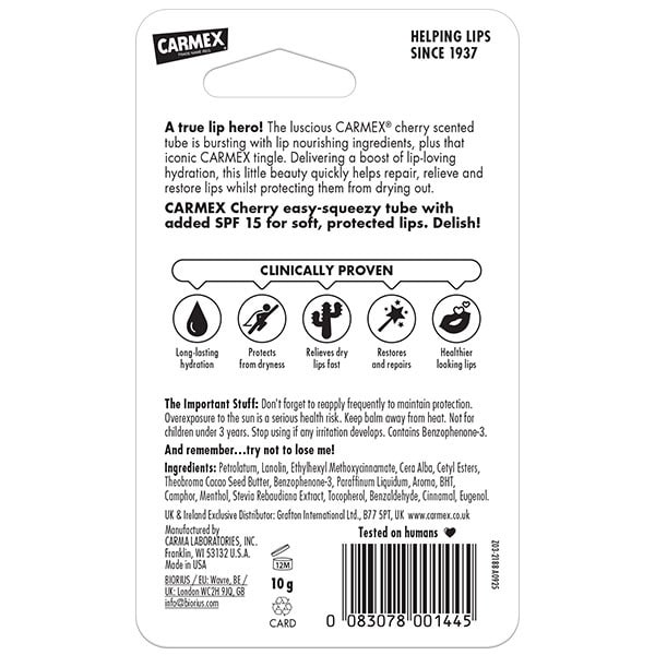 Carmex Moisturising Lip Balm Cherry SPF 15 10g