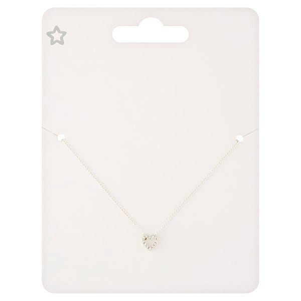 Superdrug Silver Tone Diamante Heart Necklace