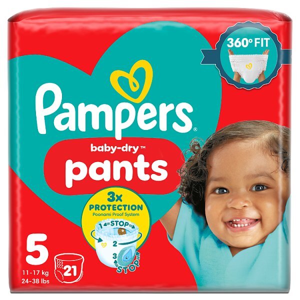 Pampers Baby-Dry Nappy Pants Size 5 Nappies Carry Pack x21