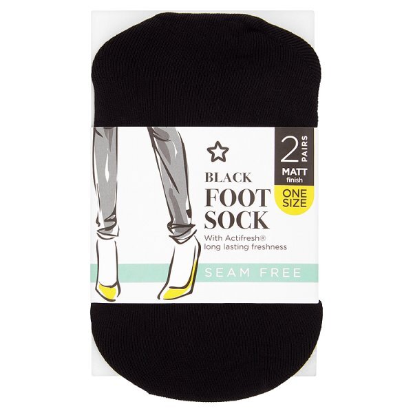 Superdrug 2 Pack Seamfree Foot Socks Black