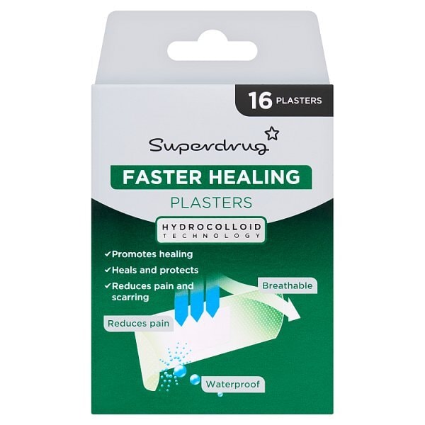 Superdrug Faster Healing Hydrocolloid Waterproof Plasters 16