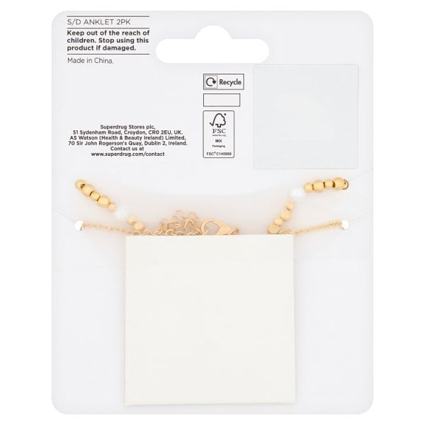 Superdrug Anklet Bracelets 2 Pack