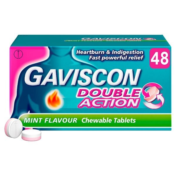 Gaviscon Heartburn & Indigestion Double Action Mint 48s