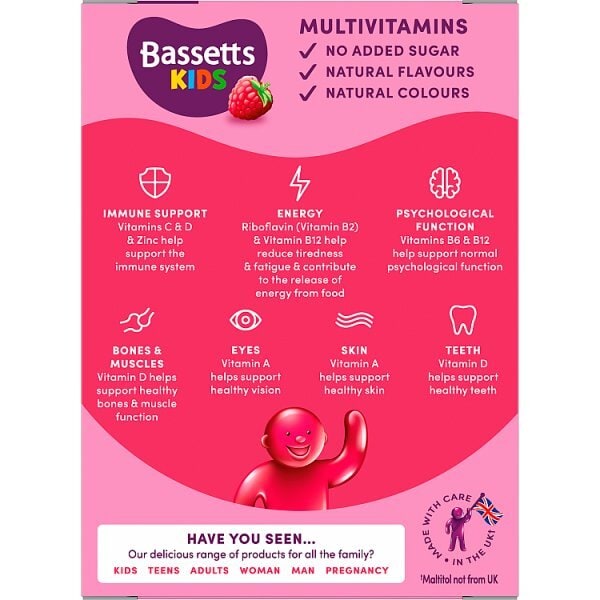 Bassetts Kids Multivitamins 7-11 Raspberry 30S