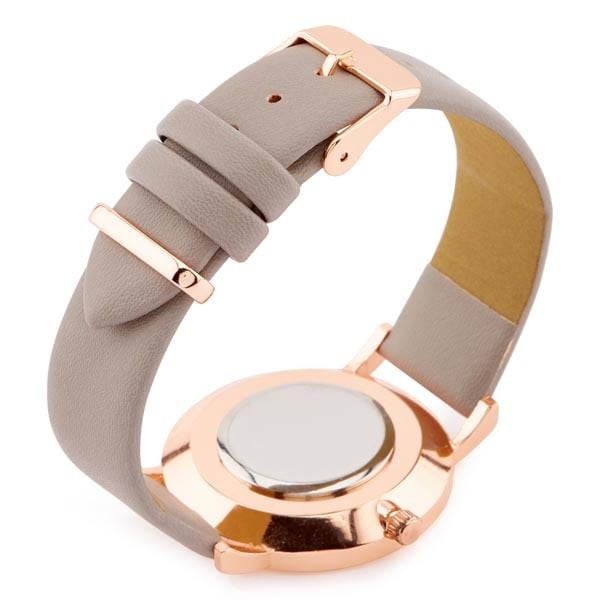 DNR Superdrug Studio Grey Faux Leather Watch Rose Gold Tone