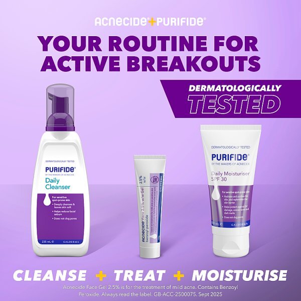 Acnecide Face Gel 2.5% Benzoyl Peroxide Spot Treatment 15G