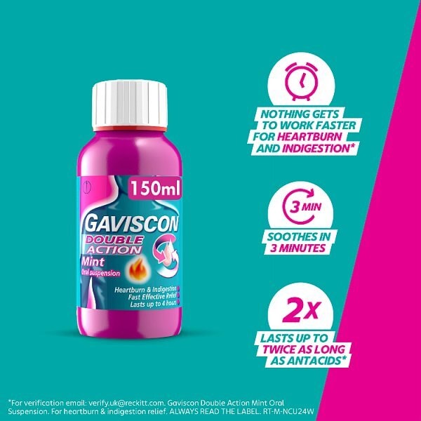 Gaviscon Heartburn & Indigestion Double Action Liquid 150ml