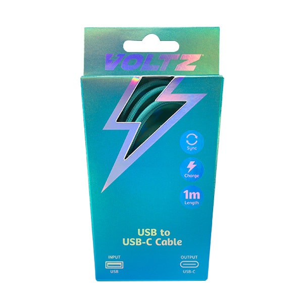 Voltz Usb To Usb-C Cable Turquoise