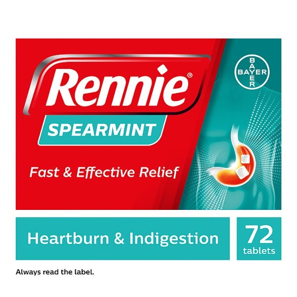 Rennie Spearmint Heartburn & Indigestion Relief 72 Tablets