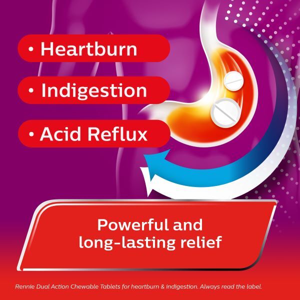 Rennie Dual Action Heartburn & Indigestion 12 Tablets