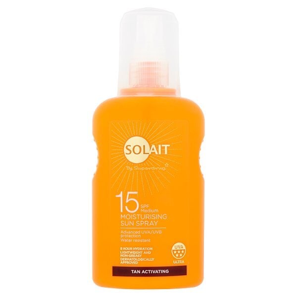 Solait Tan Activator Moisturising Suncream Spray SPF15 200ml