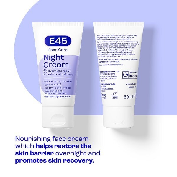 E45 Night Cream To Repair & Replenish Dry Skin 50Ml