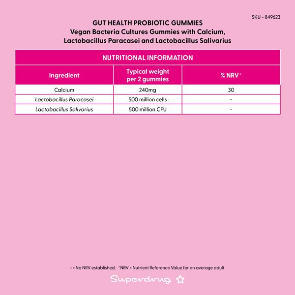 Superdrug Gut Health Probiotic Vegan Gummies 60s