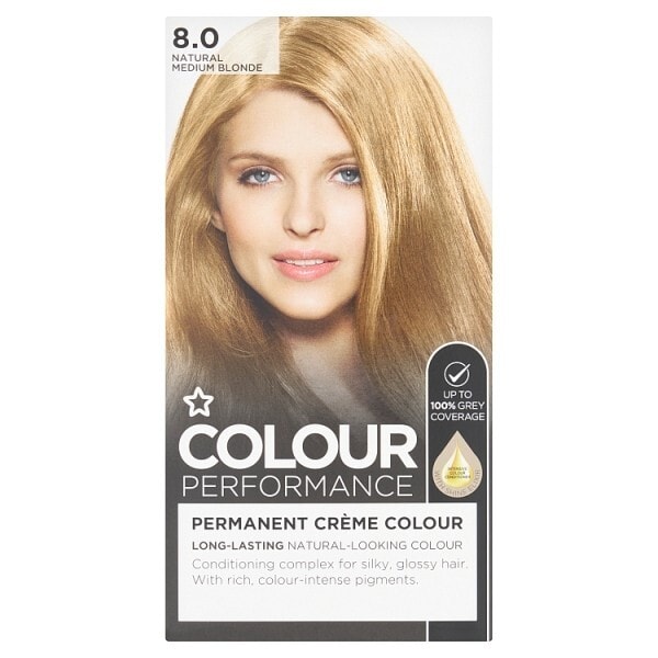 Superdrug Performance Permanent Hair Dye Medium Blonde 8.0
