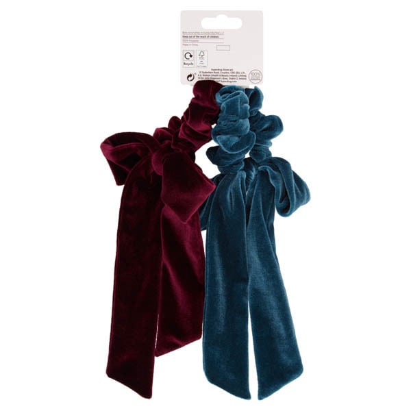 Studio 2pk Bow Scrunchies In Burgundy/Teal