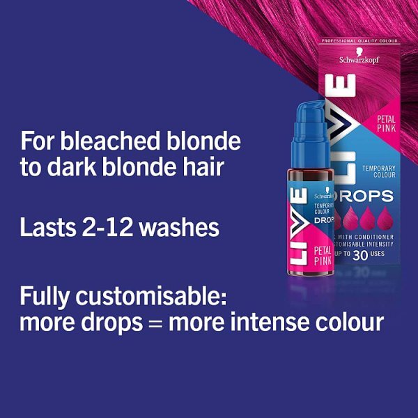 LIVE Drops Semi-Permanent Petal Pink Hair Dye 30ml