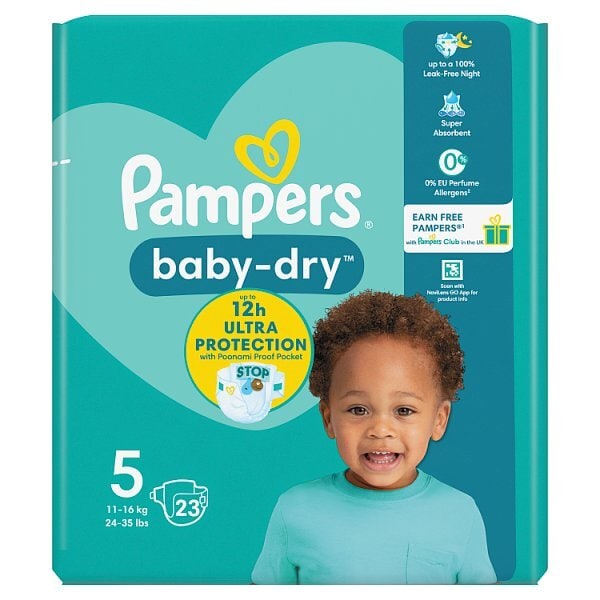 Pampers Baby-Dry Size 5 Nappies Carry Pack x23