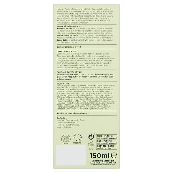 Superdrug Naturally Radiant Hot Cloth Face Cleanser 150ml