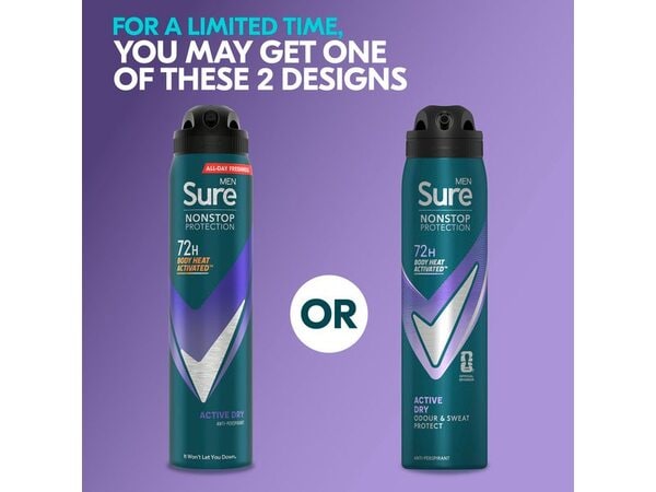 Sure Men Nonstop Protection Active Dry Anti-Perspirant Aerosol 250 ml