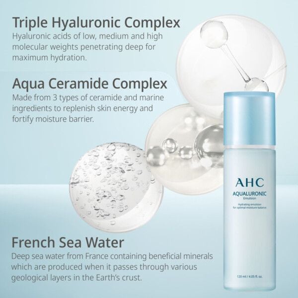 AHC Hydrating Korean Skincare Aqualuronic Emulsion 120ml