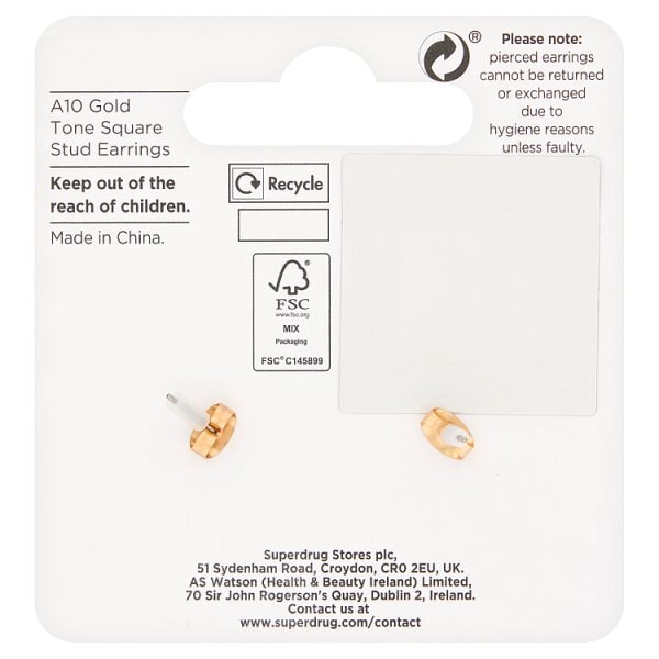 Superdrug Gold Tone Square Stud Earrings