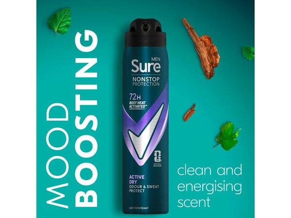 Sure Men Nonstop Protection Active Dry Anti-Perspirant Aerosol 250 ml