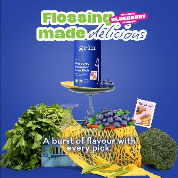 Grin Ultra Smooth Blueberry Floss Picks 80pk Canister