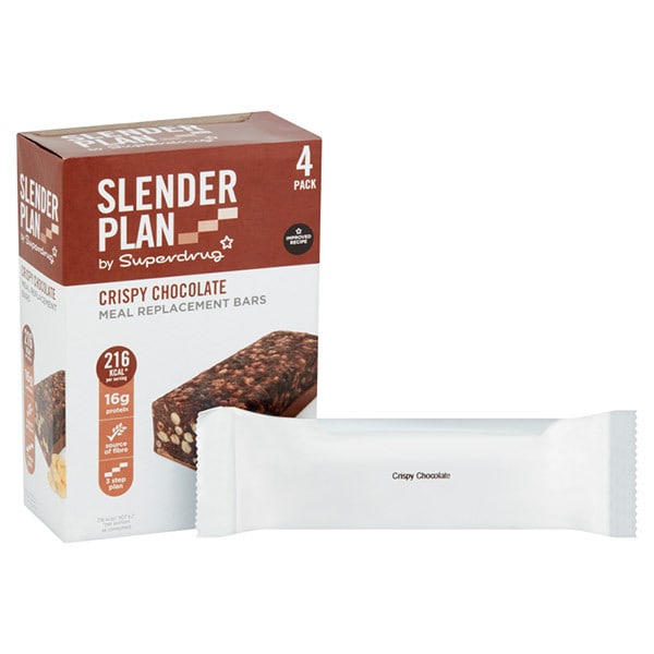 Superdrug Slenderplan Crispy Choc Meal Replacement Bars x4