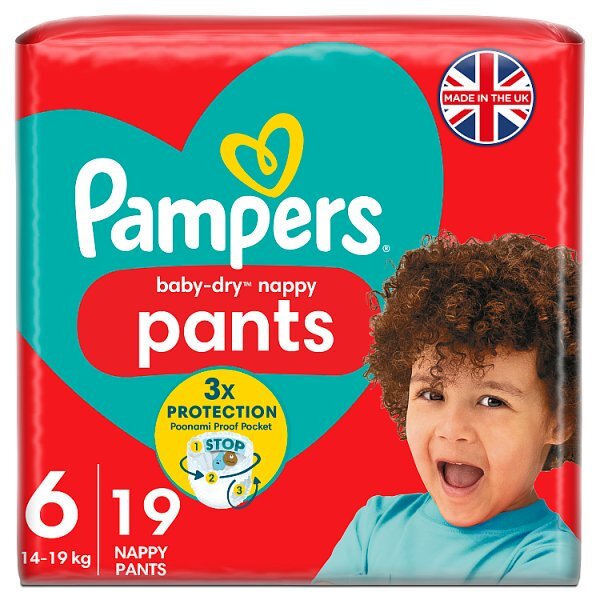 Pampers Baby-Dry Nappy Pants Size 6 Nappies Carry Pack x19