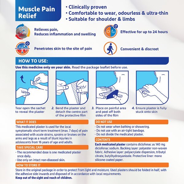 Voltarol Medicated Plaster, Muscle Pain Relief, One A Day