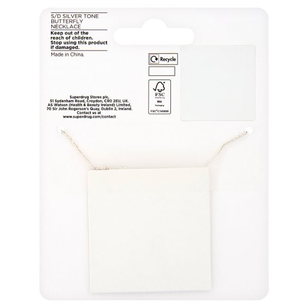 Superdrug Silver Tone Butterfly Necklace