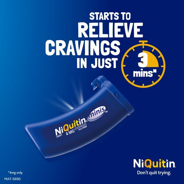 NiQuitin Minis Mint 4mg, 60 Lozenges- Quit Smoking Aid