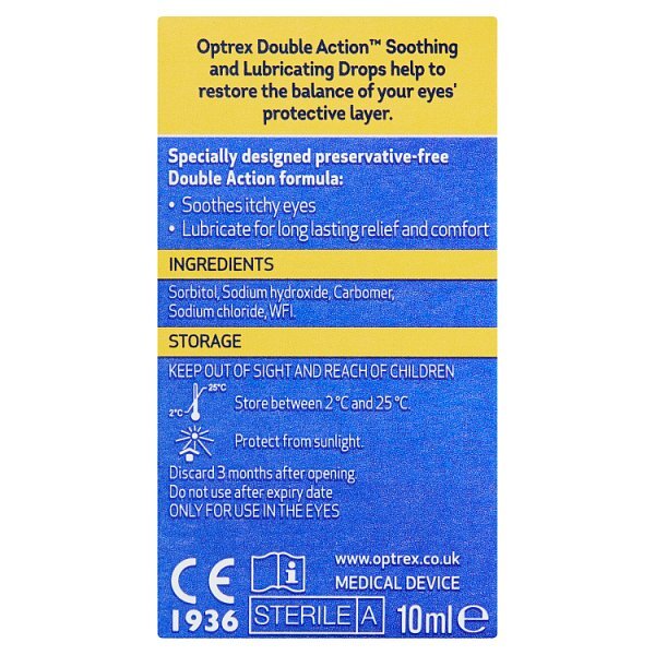 Optrex Double Action Drops Itchy Watery Eyes Soothing 10ml