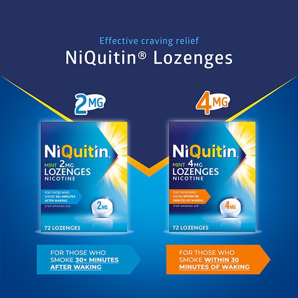 NiQuitin Mint 2mg Lozenges, 72 Lozenges- Quit Smoking Aid