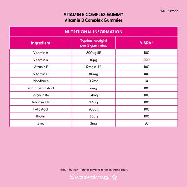 Superdrug B Vitamin Complex Vegetarian Gummies 60s