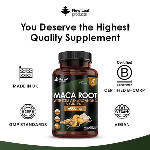 New Leaf - Maca, KSM Ashwagandha & Ginseng - 6000mg Capsules