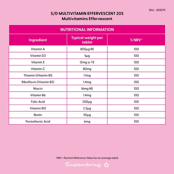 Superdrug Multivitamin Effervescent 20s