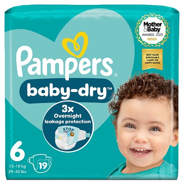 Pampers Baby-Dry Size 6 Nappies Carry Pack x19